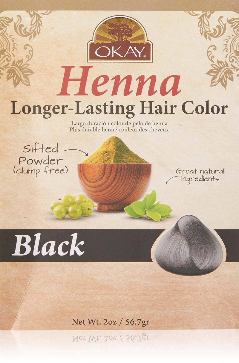 OKAY Pure Naturals Henna Hair Dye - Natural Black Henna Hair Dye with Indigo for Men and Women, Powder to Cover Gray Color, Beard Tint, Easy to Use Coloring - Black, 2 oz (Pack of 1) - Image 1