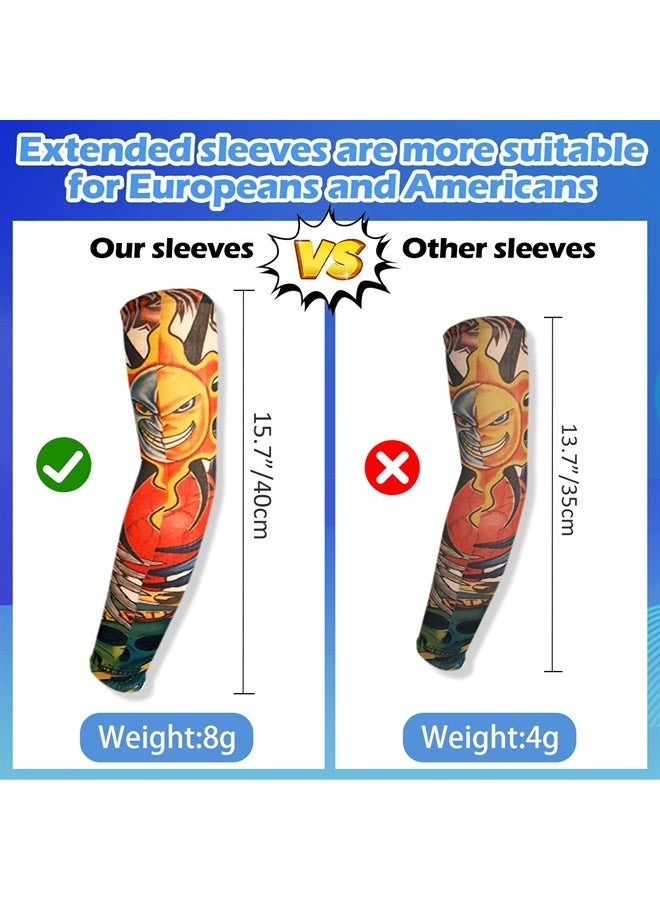 Aresvns Extended Version Tattoo Sleeves for Bicker,Slip On Tattoo Sleeves 10PCS Arm Sleeves Kit Halloween Tattoo Sleeves Cover for Stretchable Cosplay Christmas Gift - Image 3