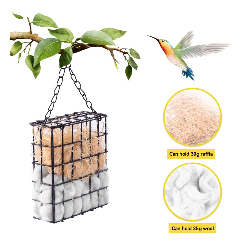 WANGDEFA Bird Nesting Material Set Globe Humming Bird Nesters Hanging Bird House for Outdoor Wild Bird Nesting Station Cozy Resting Place, black (z33) - Image 3