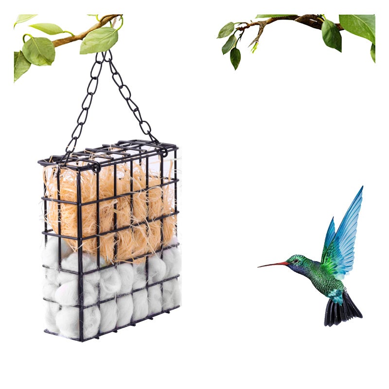 WANGDEFA Bird Nesting Material Set Globe Humming Bird Nesters Hanging Bird House for Outdoor Wild Bird Nesting Station Cozy Resting Place, black (z33) - Image 1
