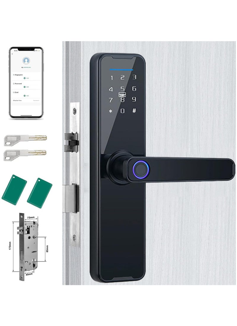Generic - Electronic Fingerprint Door Lock, Unlock with Fingerprint, Code, Card,Key.Unlock Smart Digital Handle Lock for Tuya. (4585 Mortise) - Image 1