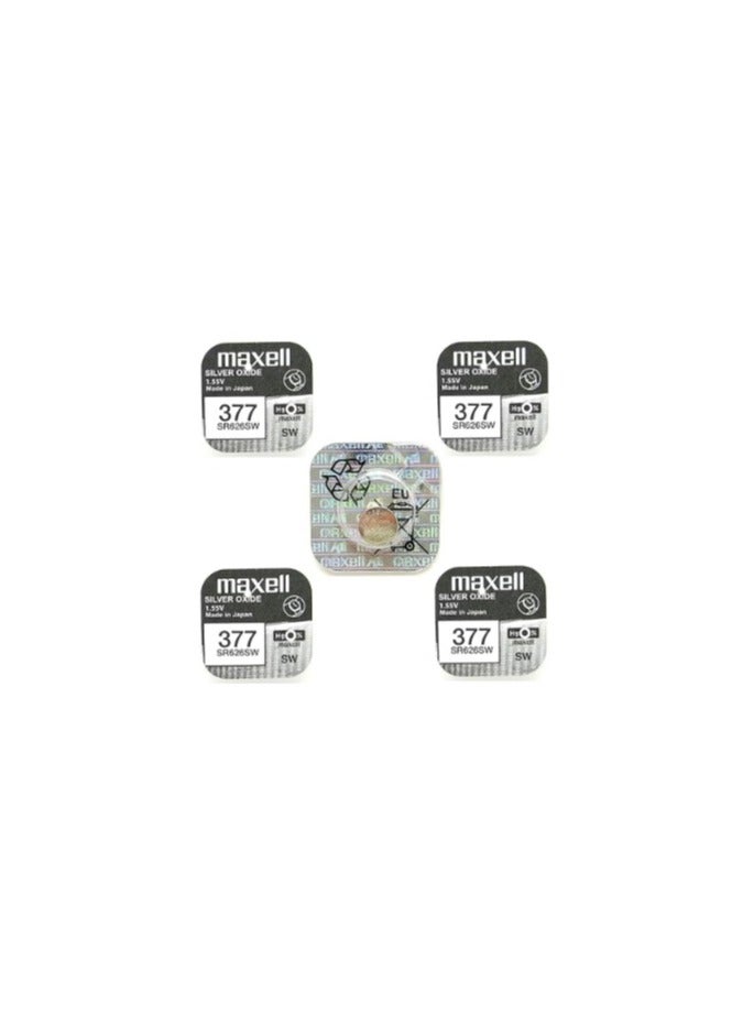 Maxell 5-Pieces Maxell 377/SR626SW 1.55V Silver Oxide Hg0% Zero Mercury Batteries - Image 1