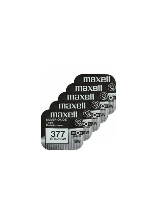 Maxell 5-Pieces Maxell 377/SR626SW 1.55V Silver Oxide Hg0% Zero Mercury Batteries - Image 2