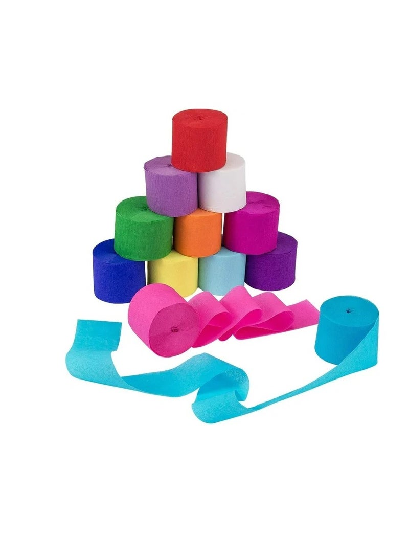 Flamingo Crepe Paper Streamer Rolls Hanging Party Decoration Total 10 Rolls Theme Party Streamer for Wedding Bridal Baby Shower Birthday DIY Art Project Supplies (Rainbow colour) - Image 1