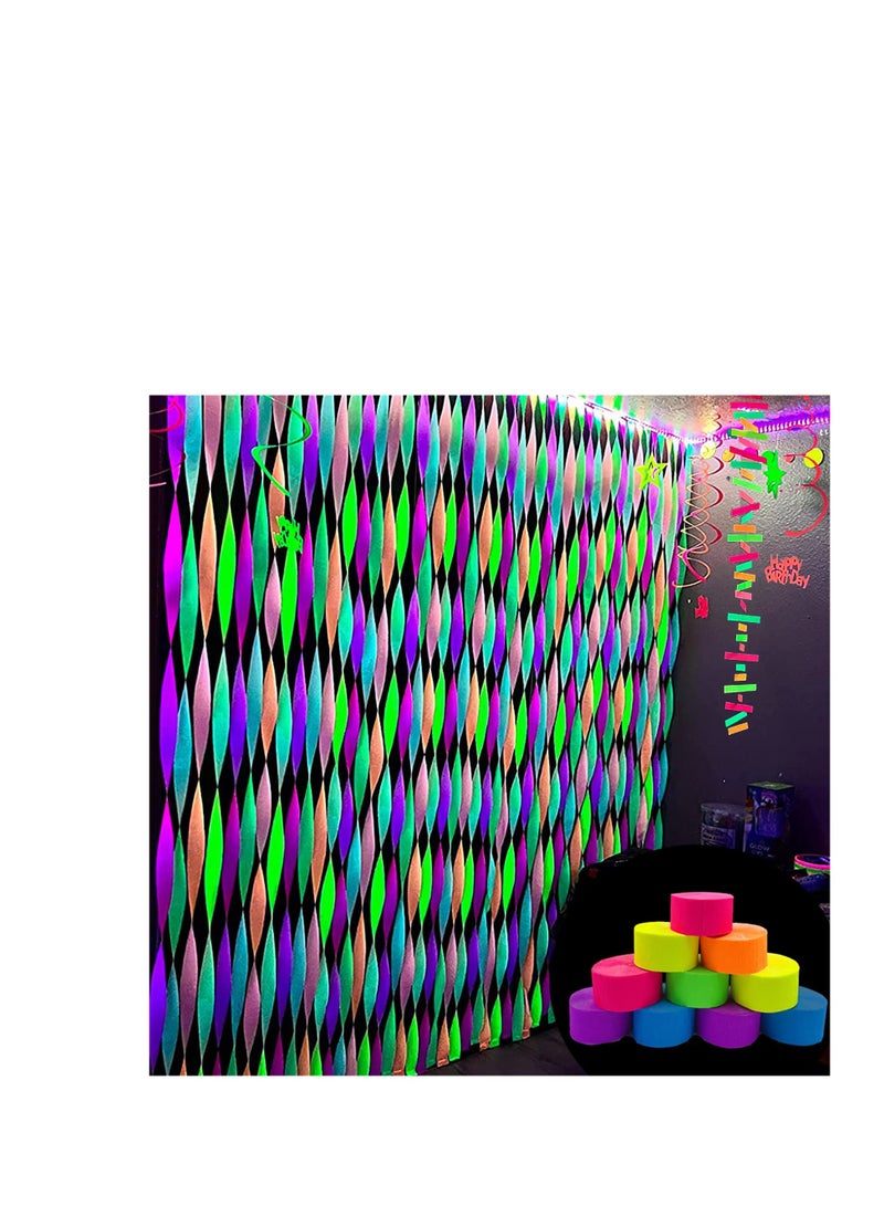 Flamingo Crepe Paper Streamer Rolls Hanging Party Decoration Total 10 Rolls Theme Party Streamer for Wedding Bridal Baby Shower Birthday DIY Art Project Supplies (Rainbow colour) - Image 2