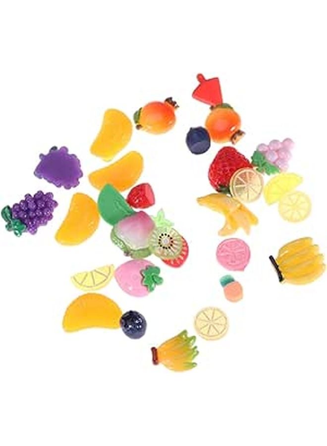 30 Pcs Mixed Fruit Resin Charms For DIY Jewelry Making And Craft Decorations - Image 1