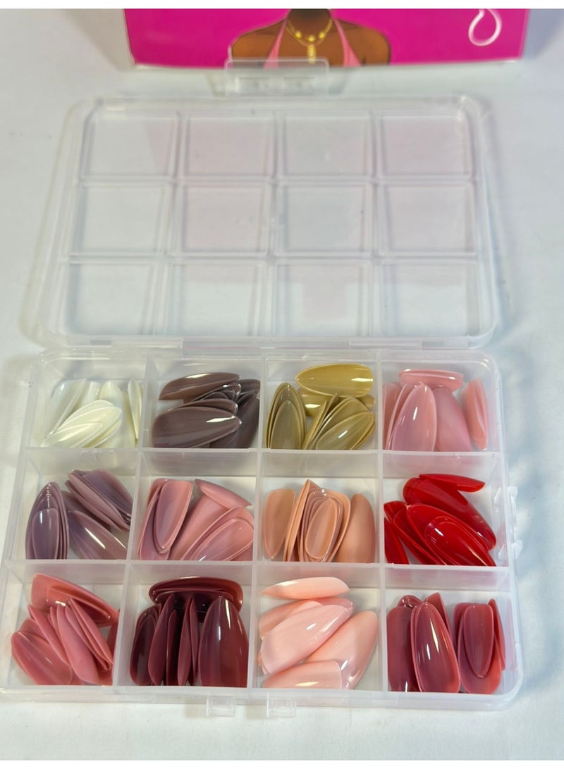 عبوة من 144 قطعة من الأظافر الصناعية - تصميم مميز، لاصق على الوجهين 12 لونًا - Image 4