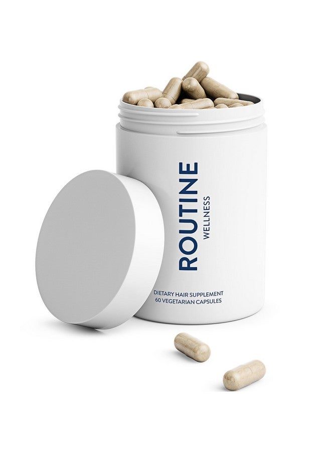 روتين  والنص مكمل غذائي متقدم لنمو الشعر من روتين ويلنس - فيتامينات لنمو شعر أكثر كثافة وامتلاءً وحجمًا، نباتي وخالي من الغلوتين، مثالي للنساء والرجال الذين يعانون من ترقق الشعر - زجاجة واحدة، إمداد لمدة 30 يومًا - Image 1