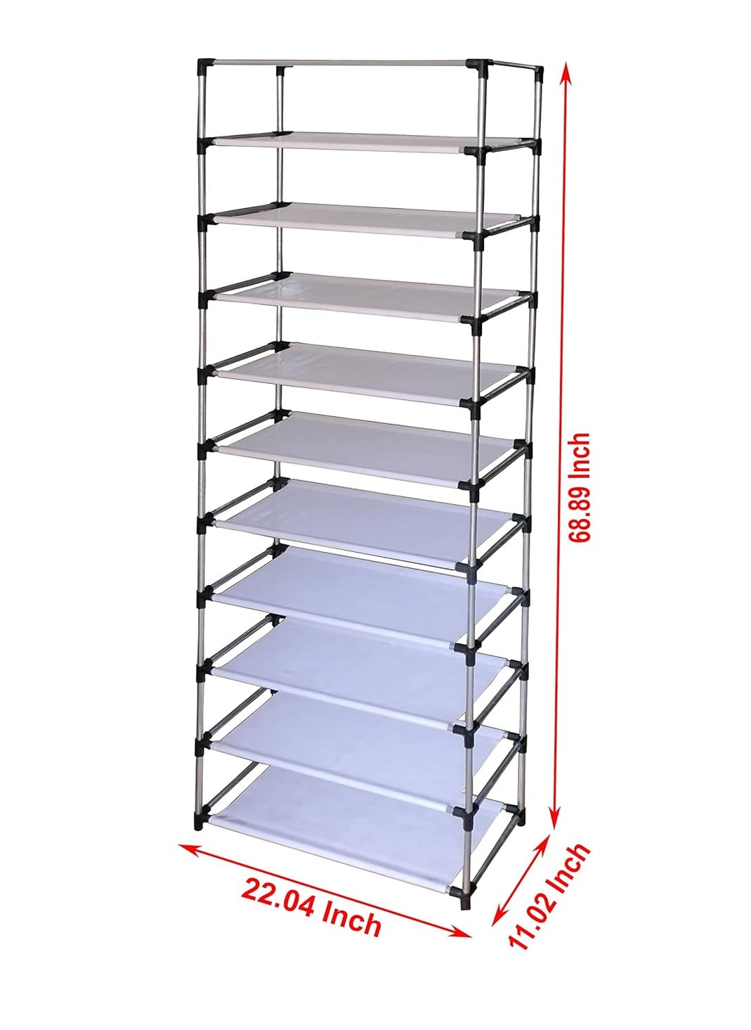 Whitecloud TRANSFORMING HOMES Whitecloud TRANSFORMING HOMES 10 Tiers Multipurpose Portable Shoe Cabinet Rack with Wardrobe Cover Lite Weight Foldable Shelves Storage Organizer for Home 10 Layer Brown Storage Unit  - Image 5