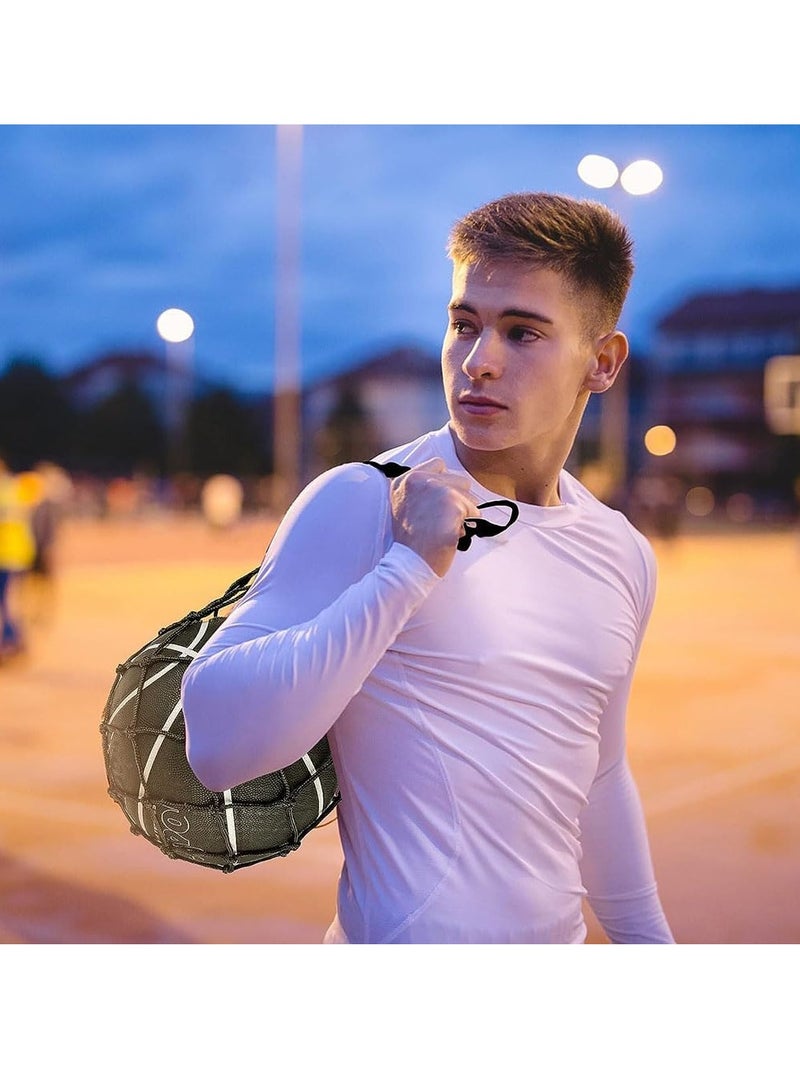 Generic 2 black basketball mesh bags, football mesh bag, sports ball rack, nylon handbag, single ball rack mesh bag, basketball bag - Image 2
