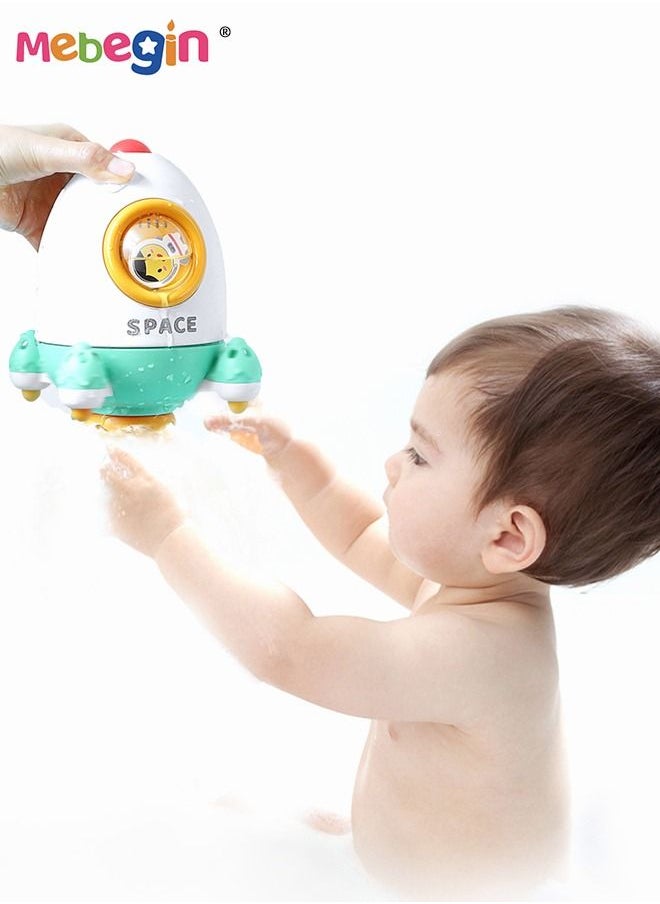 MEBEGIN Lovely Fun Rocket Bath Toy, Spinning Rocket Play Toy, Rocket-shaped Pool Water Toys, Baby Bath Rotating Toys, Water Spray Shower Toys, Smooth Edges, No Batteries, Baby Bath Partner  - Image 2