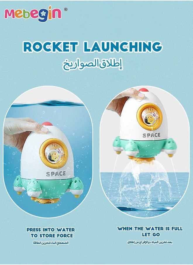 MEBEGIN Lovely Fun Rocket Bath Toy, Spinning Rocket Play Toy, Rocket-shaped Pool Water Toys, Baby Bath Rotating Toys, Water Spray Shower Toys, Smooth Edges, No Batteries, Baby Bath Partner  - Image 4