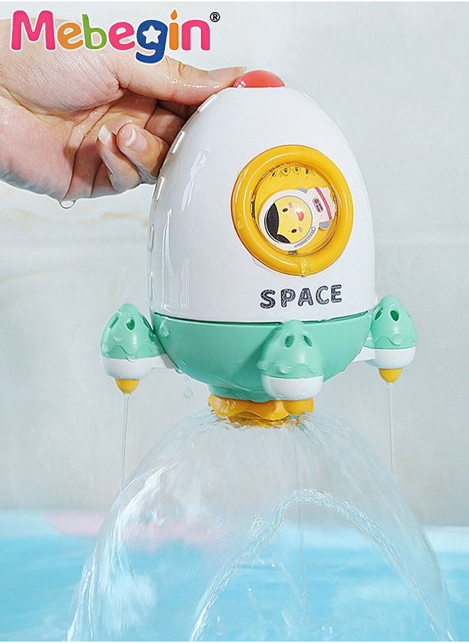 MEBEGIN Lovely Fun Rocket Bath Toy, Spinning Rocket Play Toy, Rocket-shaped Pool Water Toys, Baby Bath Rotating Toys, Water Spray Shower Toys, Smooth Edges, No Batteries, Baby Bath Partner  - Image 1