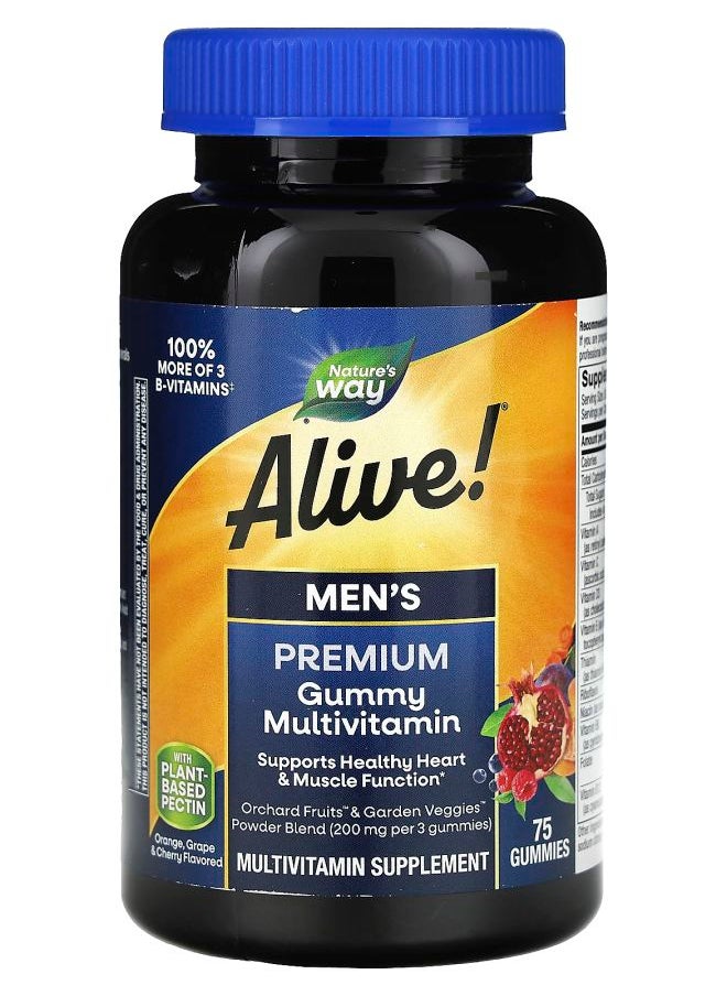 Nature's Alive! Men's Premium Gummy Multivitamin Orange Grape & Cherry 75 Gummies 