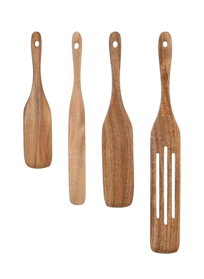 BJSSBJH Wooden Utensil Set,Spurtle Set,Wooden Kitchen Utensils Set of 4,Wood Spoon for Sourdough Starter and Jar Cookware - Image 1