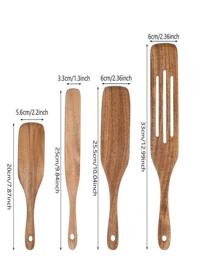 BJSSBJH Wooden Utensil Set,Spurtle Set,Wooden Kitchen Utensils Set of 4,Wood Spoon for Sourdough Starter and Jar Cookware - Image 5