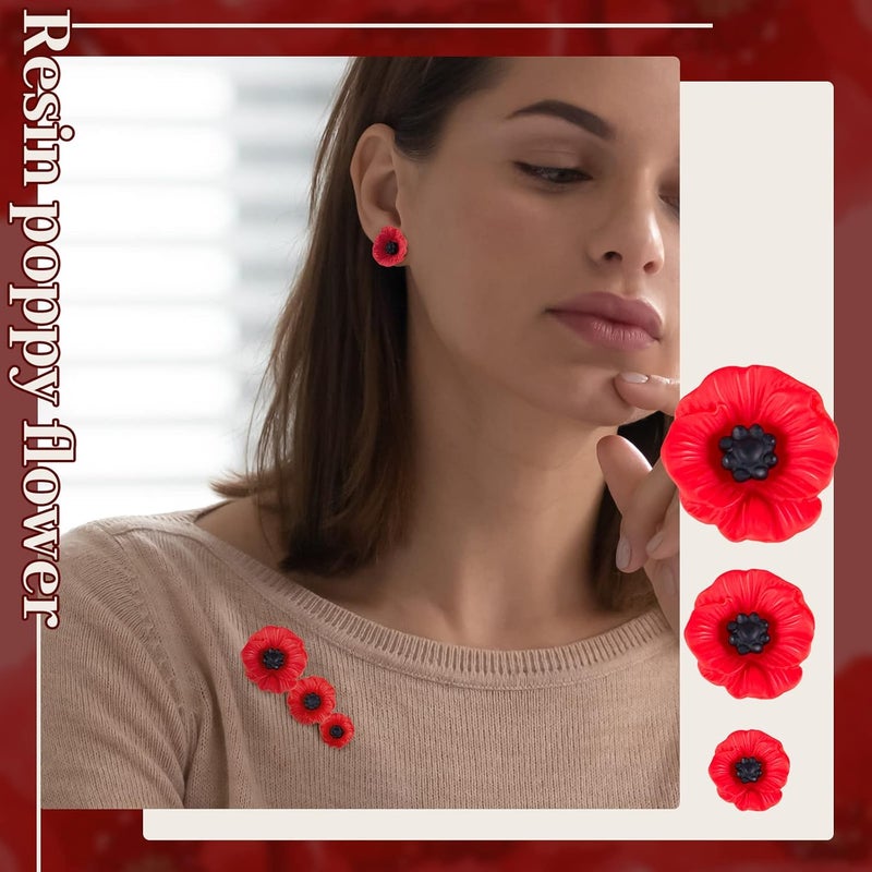 Geosar 54 Pcs Fake Poppies Head Artificial Poppies Flowers Crafts Footless Fake Heads Wild Red Flowers for Remembrance Day Christmas Garden Ornament Grave - Image 4