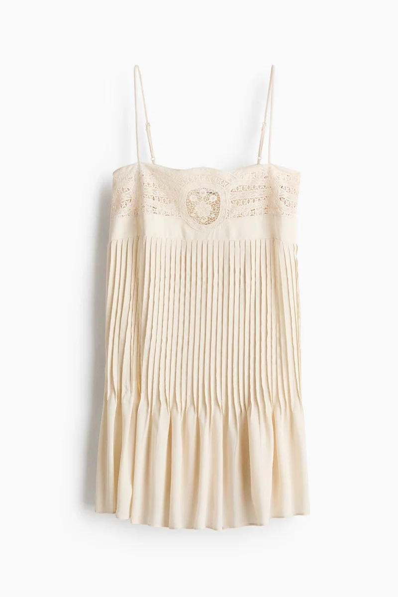 H&M Lace-trimmed pintuck dress