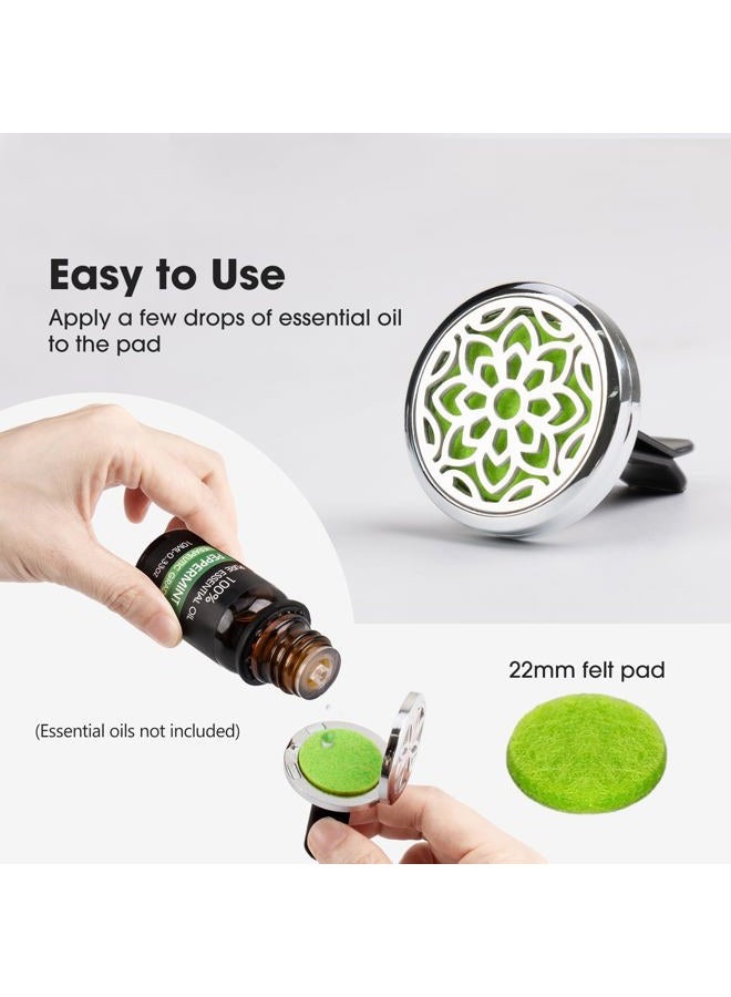 ttstar Car Diffuser Vent Clip - 30mm Aromatherapy Essential Oil Car Diffuser Vent Clips with 36 Refill Pads (3 Lotus Vent Clips, Metal)  - Image 3