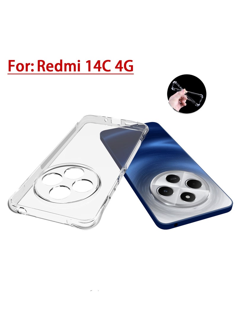 2 in 1 Redmi 14C 4G / Xiaomi POCO C75 4G Phone Case Cover  Screen Protector - Shockproof Clear Slim TPU Protective Phone Cover  Full Coverage Delicate Touch Tempered Glass Screen Protector for Redmi - Image 3