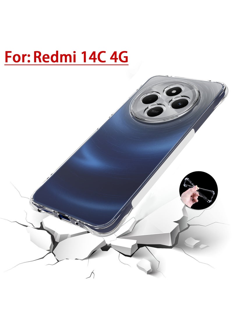 2 in 1 Redmi 14C 4G / Xiaomi POCO C75 4G Phone Case Cover  Screen Protector - Shockproof Clear Slim TPU Protective Phone Cover  Full Coverage Delicate Touch Tempered Glass Screen Protector for Redmi - Image 5