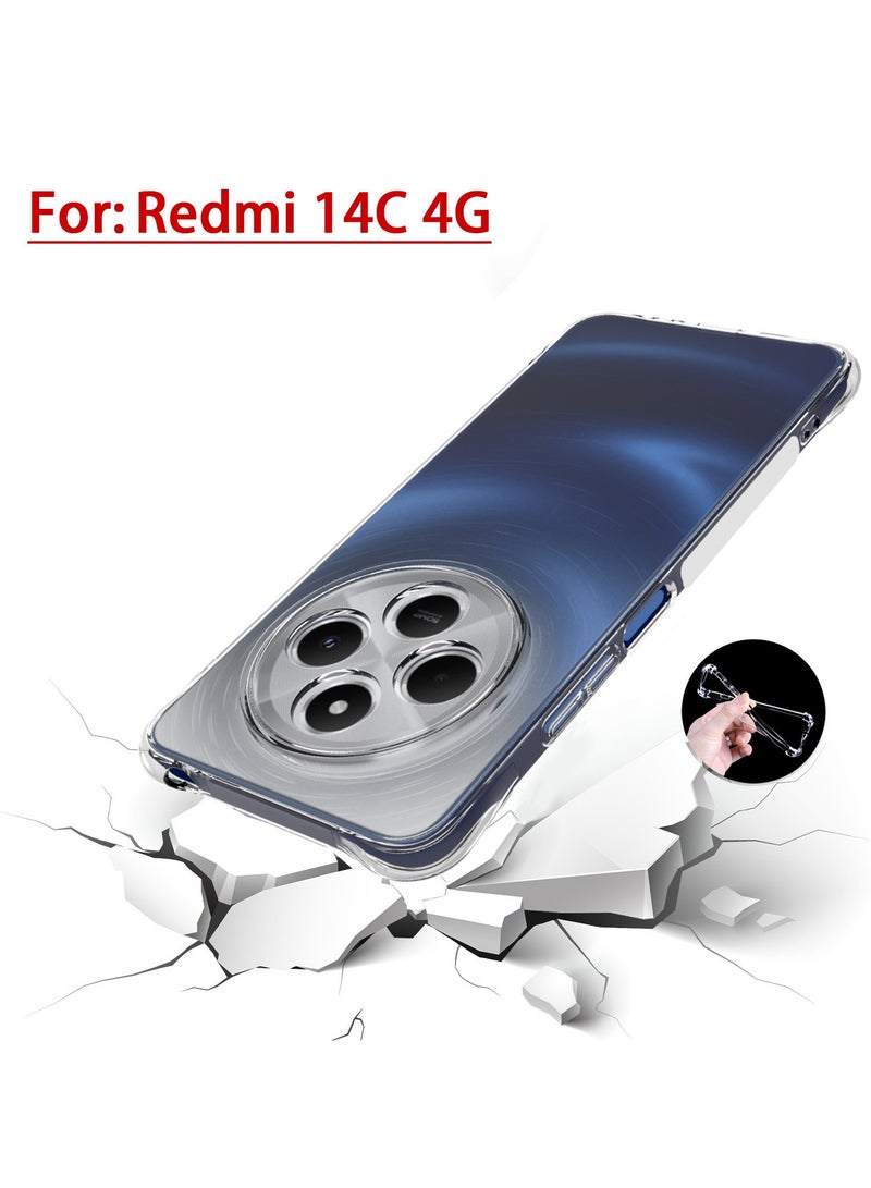 2 in 1 Redmi 14C 4G / Xiaomi POCO C75 4G Phone Case Cover  Screen Protector - Shockproof Clear Slim TPU Protective Phone Cover  Full Coverage Delicate Touch Tempered Glass Screen Protector for Redmi - Image 4