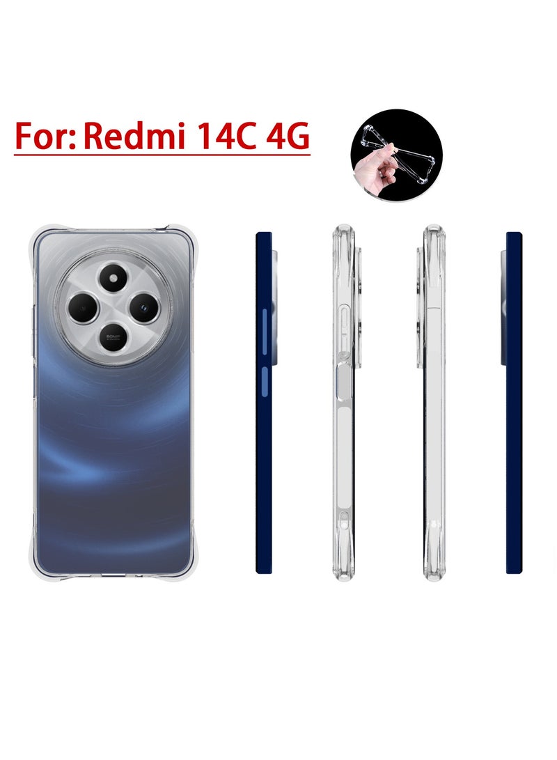 2 in 1 Redmi 14C 4G / Xiaomi POCO C75 4G Phone Case Cover  Screen Protector - Shockproof Clear Slim TPU Protective Phone Cover  Full Coverage Delicate Touch Tempered Glass Screen Protector for Redmi - Image 2