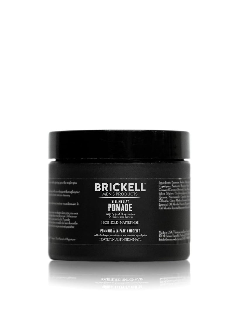 Brickell Men's Products Pomada de arcilla para peinar el cabello, natural y orgánica con fuerte sujeción y acabado mate, producto para peinados modernos, 2 onzas, perfumada - Image 1