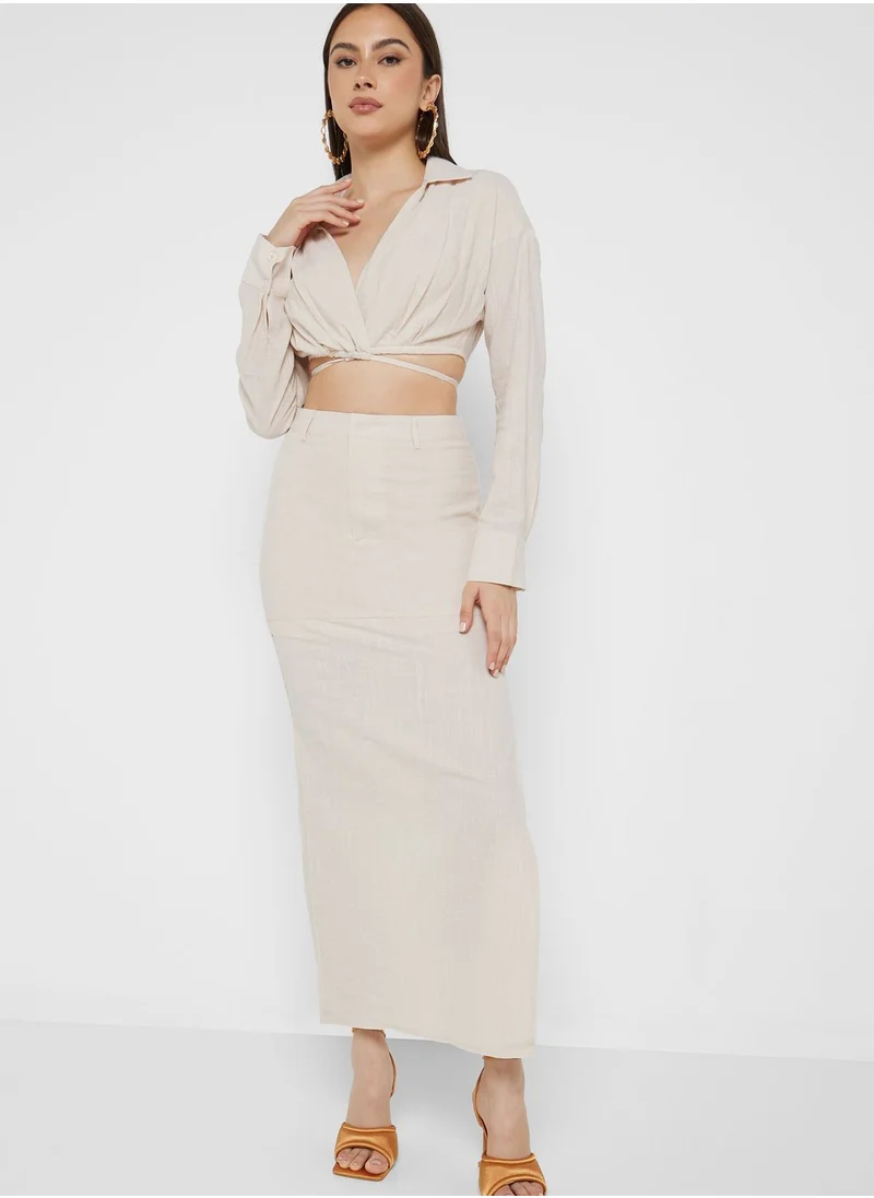 PUBLIC DESIRE Cut Out Detail Crop Shirt