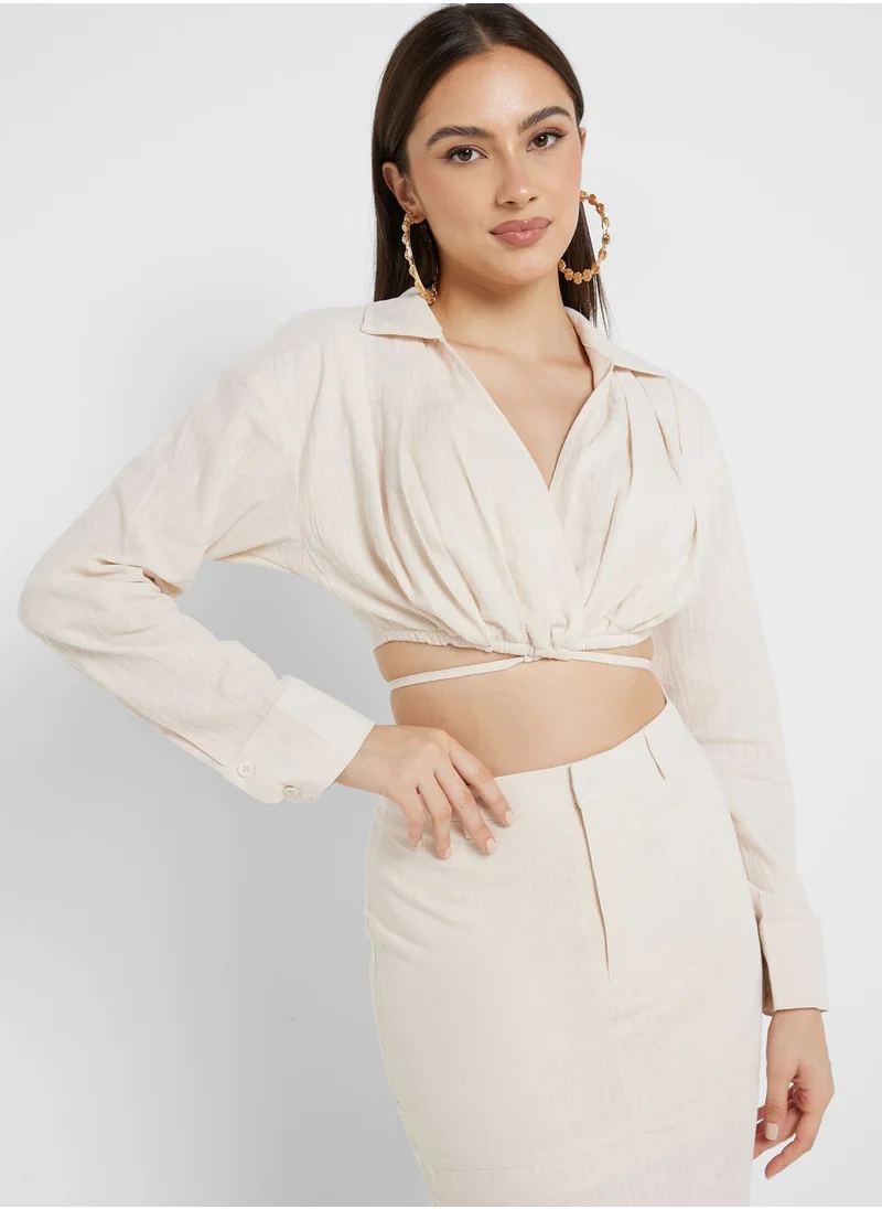 PUBLIC DESIRE Cut Out Detail Crop Shirt