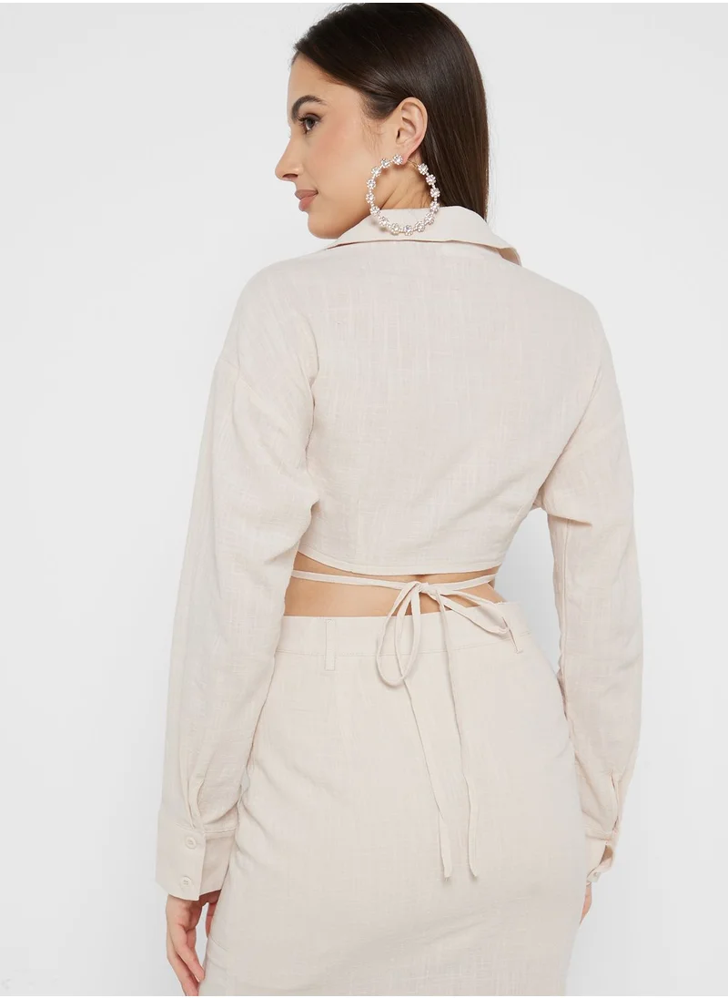 PUBLIC DESIRE Cut Out Detail Crop Shirt