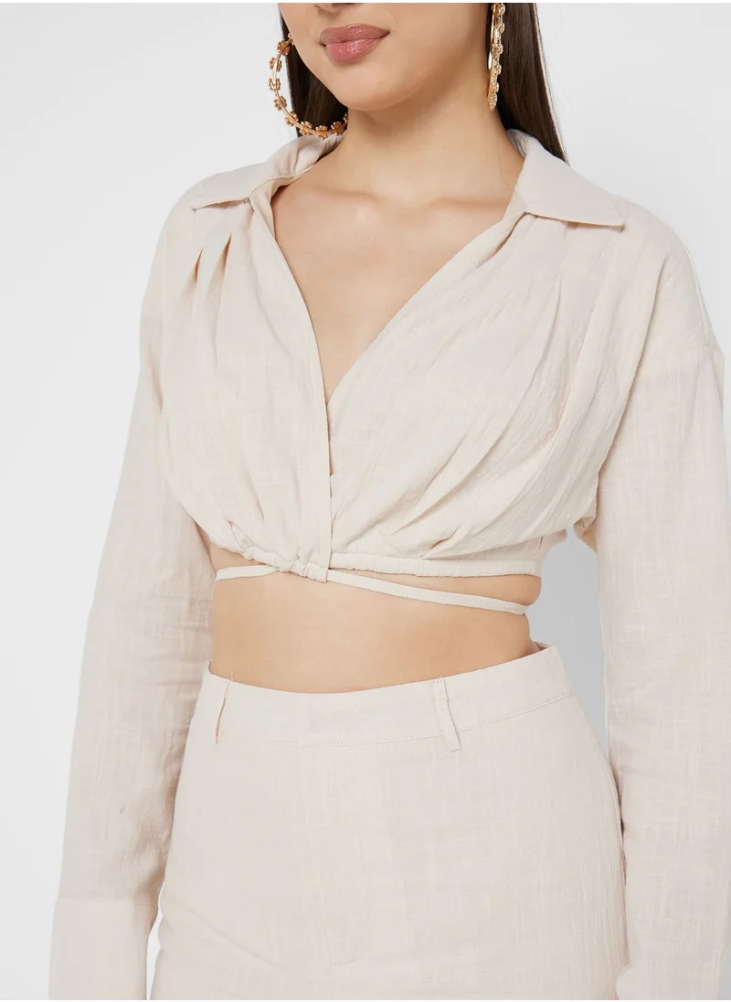 PUBLIC DESIRE Cut Out Detail Crop Shirt