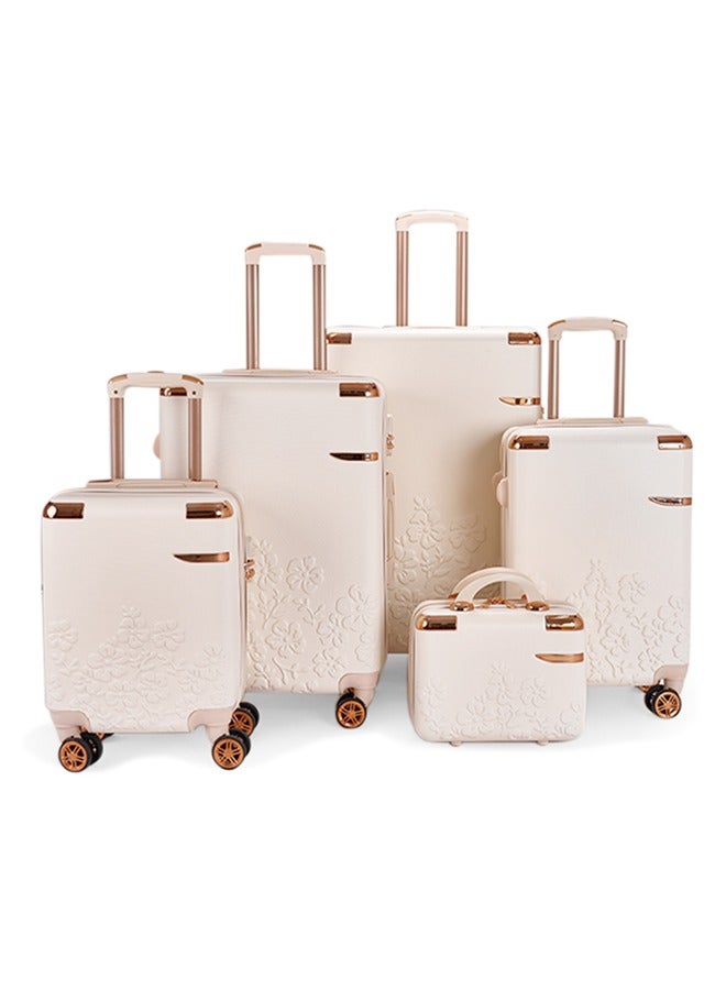 ليمرا طقم شنط سفر مكون من 5 حقائب أمتعة بـ 4 عجلات بتصميم صلب و حديث بيج - Image 1