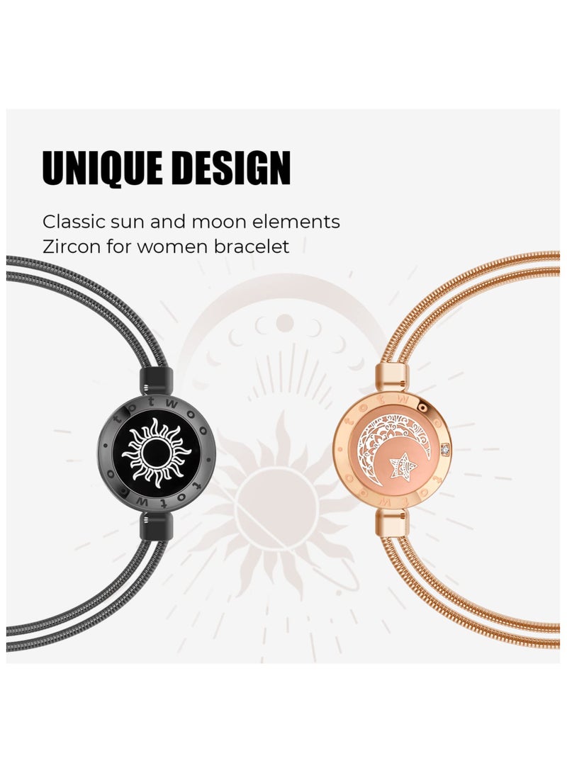 SOLARAE Long Distance Touch Bracelets for Couples, Vibration & Light up for Love Couples Bracelets, Couples Bracelets, Long Distance Relationship Gifts for Girlfriend Remote Smart Bluetooth Pairing Jewelry - Image 4