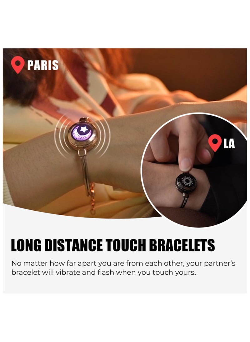 SOLARAE Long Distance Touch Bracelets for Couples, Vibration & Light up for Love Couples Bracelets, Couples Bracelets, Long Distance Relationship Gifts for Girlfriend Remote Smart Bluetooth Pairing Jewelry - Image 2