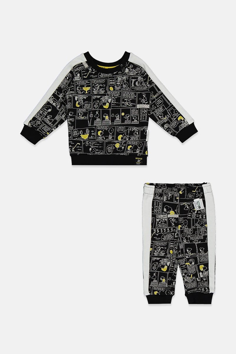 PUMA Toddlers Boy 2 Pieces Sports Sweater And Pants, Black and White  - Image 1