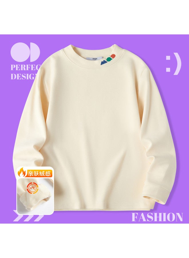 MQD School Uniform Essential Autumn Winter Wear Boys And Girls Large Children Elastic Thickened Half-turtle Neck Warm Fleece-like Base Layer Top - Image 3
