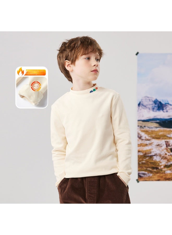 MQD School Uniform Essential Autumn Winter Wear Boys And Girls Large Children Elastic Thickened Half-turtle Neck Warm Fleece-like Base Layer Top - Image 2
