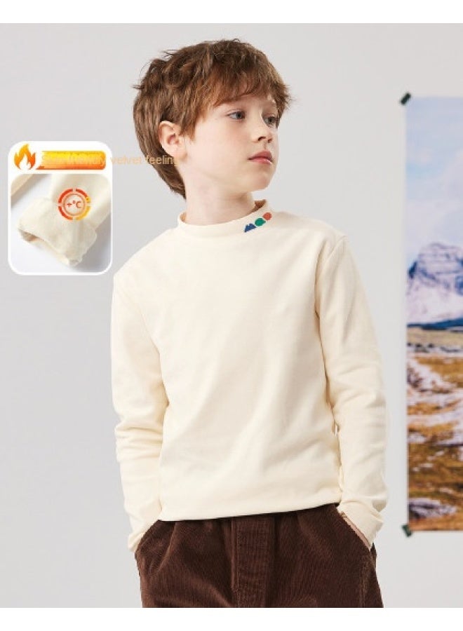 MQD School Uniform Essential Autumn Winter Wear Boys And Girls Large Children Elastic Thickened Half-turtle Neck Warm Fleece-like Base Layer Top - Image 1
