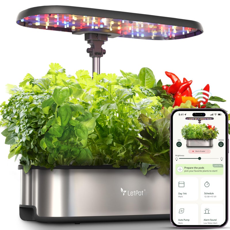 LetPot LPH-SE Hydroponics Growing System, 12 Pods Smart Herb Garden Kit Indoor, Indoor Garden, APP & WiFi Controlled, with 24W Growing LED, 5.5L Water Tank, Pump System, Automatic Timer - Image 1