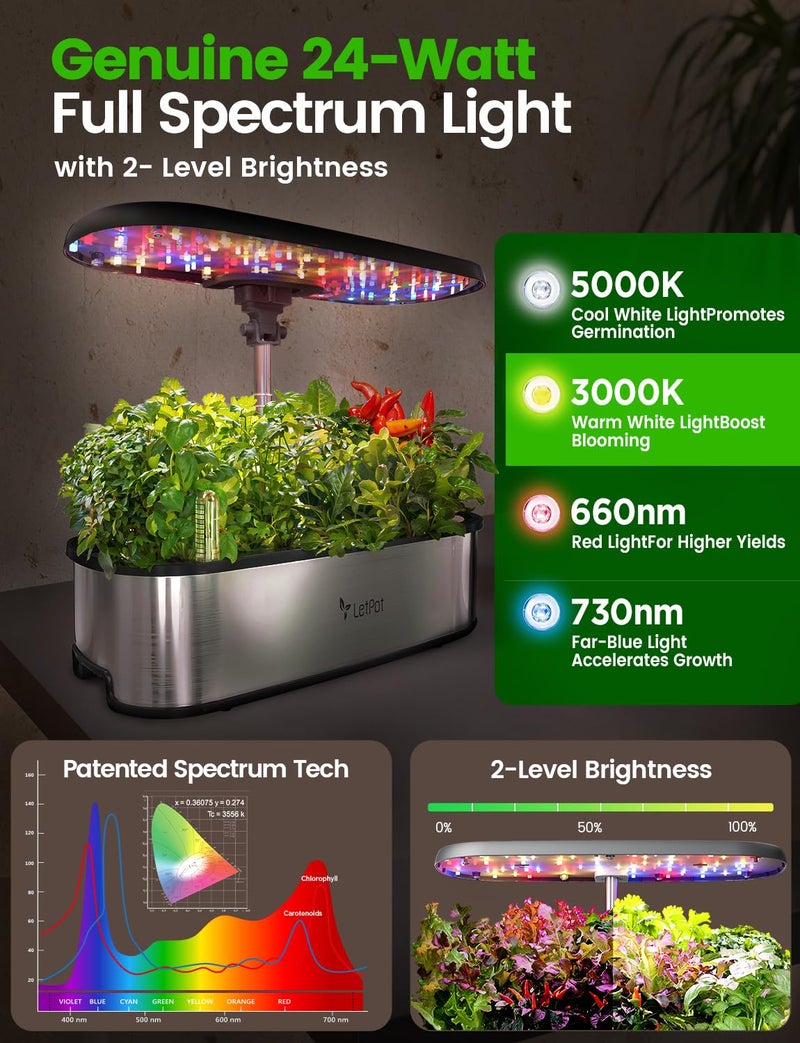 LetPot LPH-SE Hydroponics Growing System, 12 Pods Smart Herb Garden Kit Indoor, Indoor Garden, APP & WiFi Controlled, with 24W Growing LED, 5.5L Water Tank, Pump System, Automatic Timer - Image 4