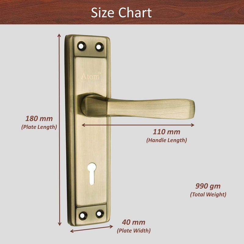 ATOM Door Lock for Home – 6 Lever Double Stage Lockset | Brass Antique Finish | 8inch Handle Perfect for House, Hotel & Office (Model 607KY) - Image 5