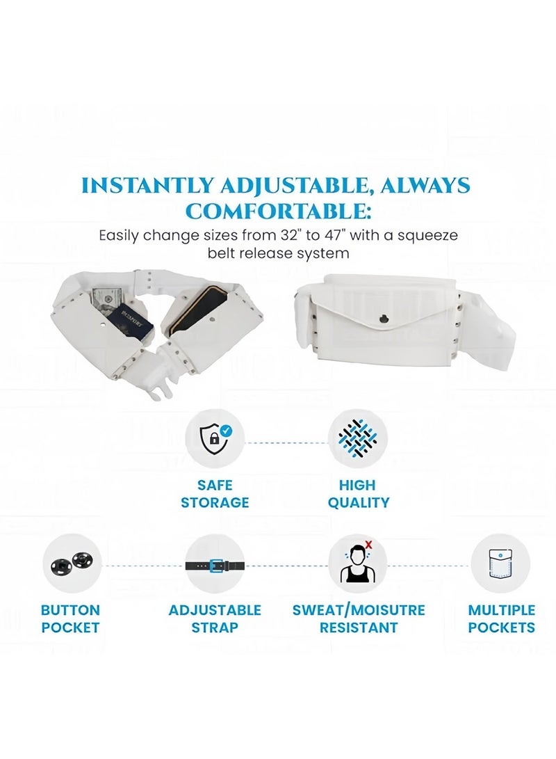Hiras Men's Waterproof Hajj Umrah Ihram Belt - White, Adjustable & Sunnah-Friendly - Image 4