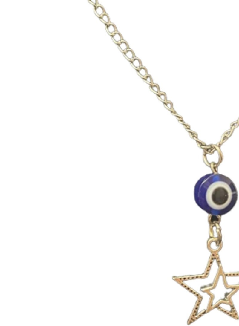 Blue Evil Eye With Stars Necklace - Image 2