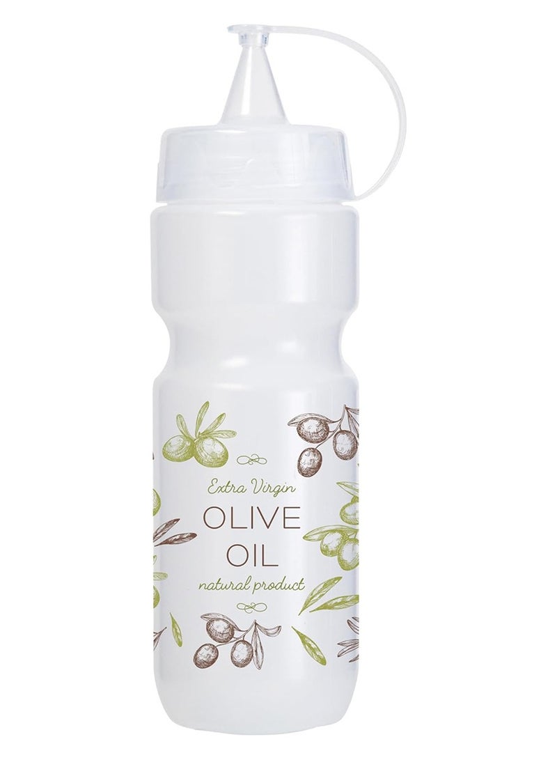 HEREVIN زجاجة توزيع زيت الزيتون الطبيعية 660 مل من هيرفين - مزينة باللون الأبيض خالية من BPA مصنوعة من PP و PE مع فوهة بدون تسرب - Image 1