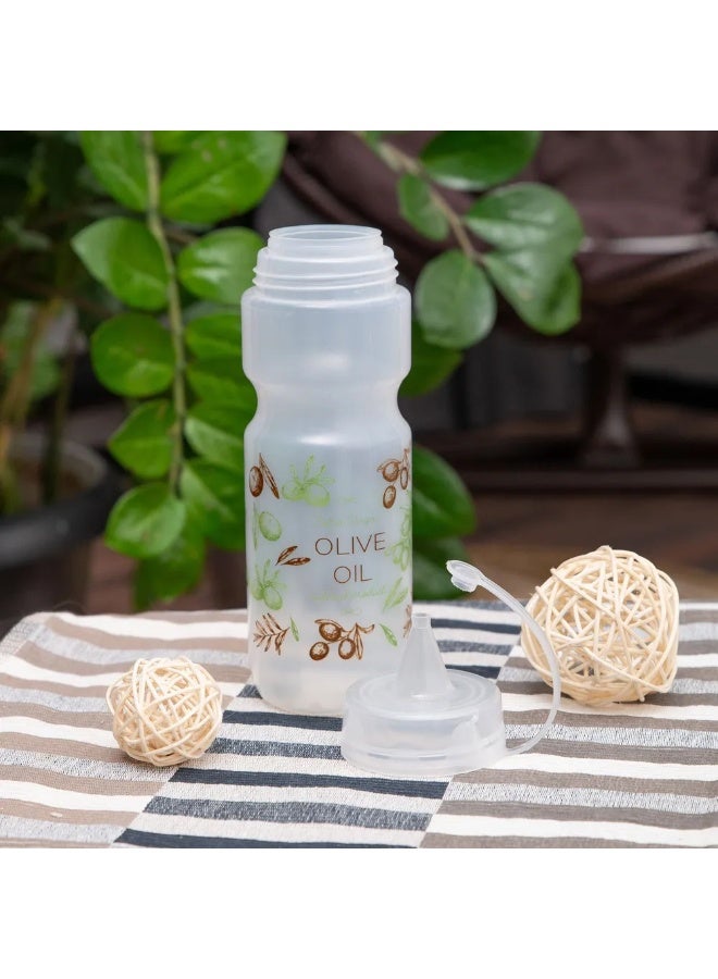 HEREVIN زجاجة توزيع زيت الزيتون الطبيعية 660 مل من هيرفين - مزينة باللون الأبيض خالية من BPA مصنوعة من PP و PE مع فوهة بدون تسرب - Image 4