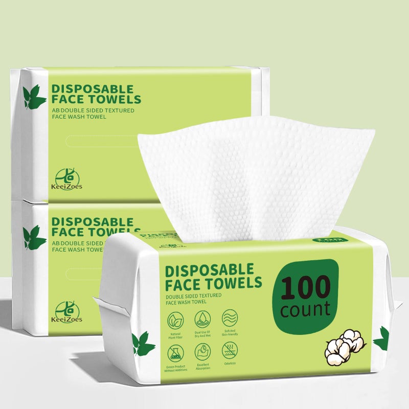KeeiZoes Disposable Face Towels 300 Count Biodegradable Ultra Soft Thick Facial Towels for Sensitive Skin LintFree Makeup Remover Dry Wipes MultiPurpose Cleansing Towelettes for Face Wipes Skincare - Image 2