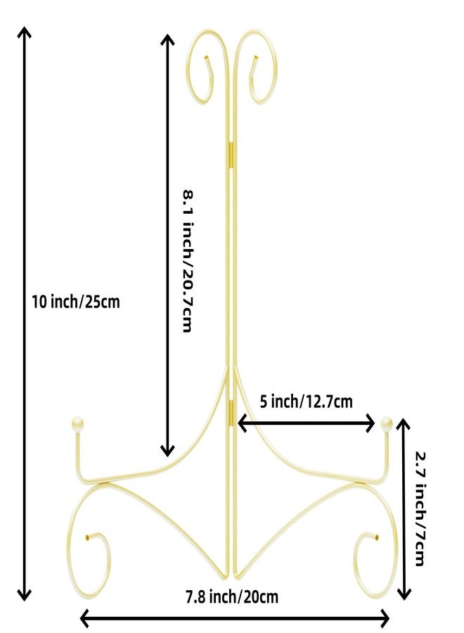 HEMYLU 10 Inch Display Plate Stand with Folding Design, Metal Plate Holder for Tables, Picture Easel Stands for Home Decoration, Photo Frame Stands, 10’’ Gold, 2-Pack - Image 3