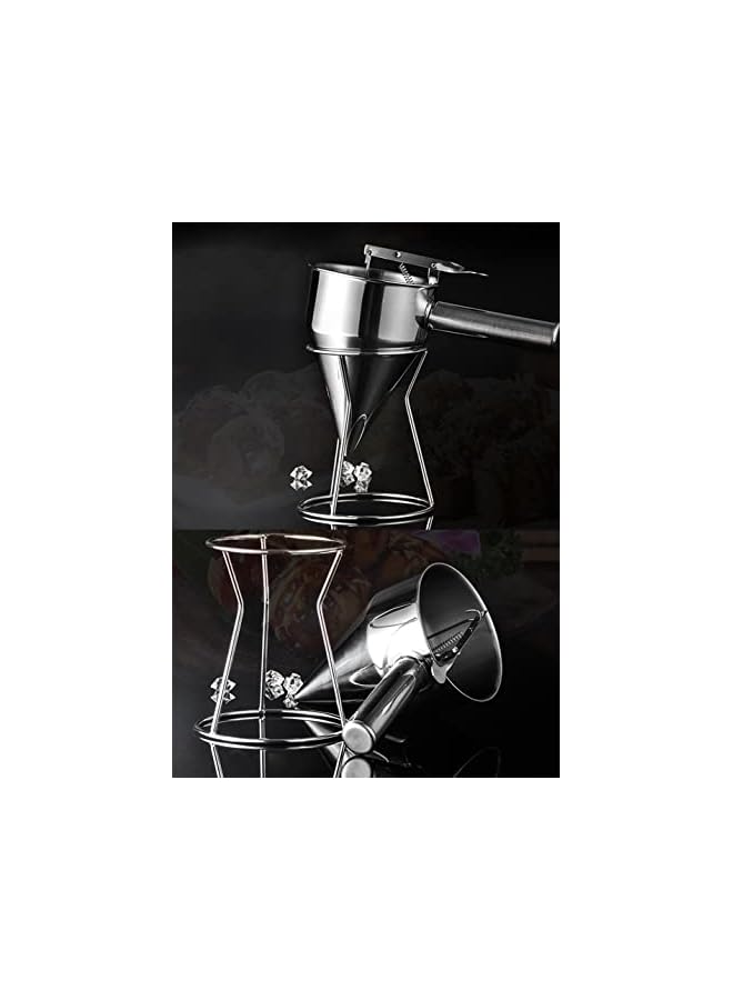 erorex Pancake Batter Dispenser with Stand,Multi-Caliber Stainless Steel Funnel Cake Dispenser, Baking Tool for Cupcake, Waffles, Muffin Mix, Crepes, Cake - Perfect Gadgets for Home Kitchen(1200ml/5Cups) - Image 3