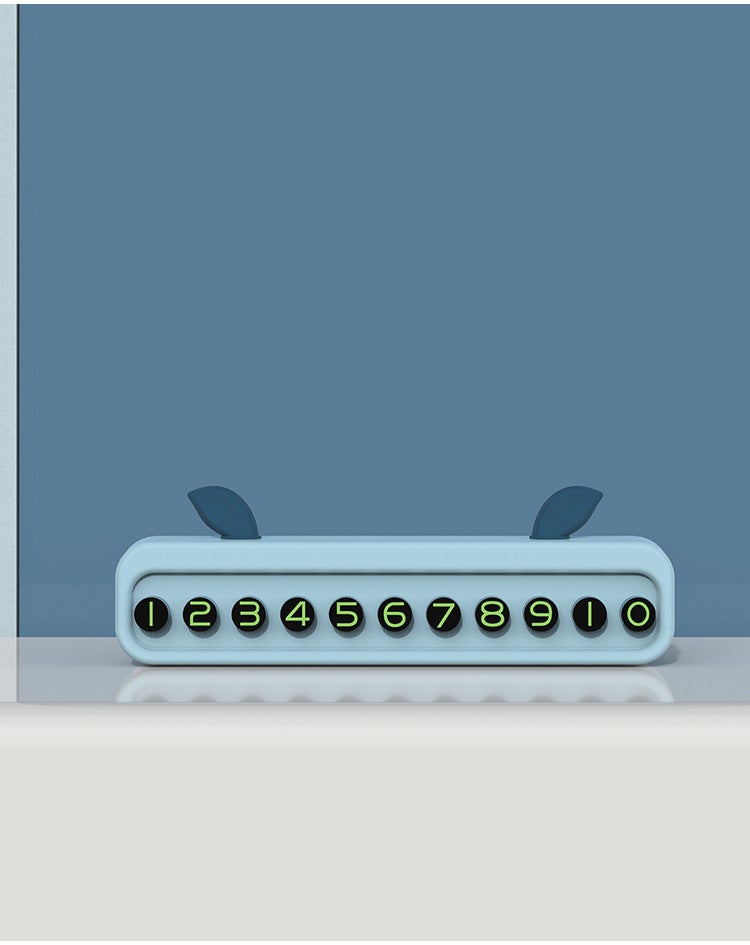 Loquat Cute Cartoon Ears Design Temporary Parking Card for Car Light Blue